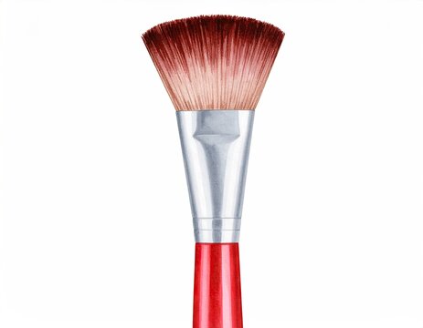 Close-up of a fan brush with red handle - Powered by Adobe