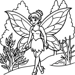 Enchanting fairy with delicate wings in a whimsical forest scene