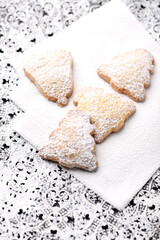 Christmas cookies on bright background. Soft focus. Close up.	