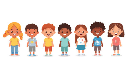 Diverse group of cheerful young children