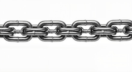 Obraz premium Close-up of snow chain link on white background, detailed view of metal texture and design