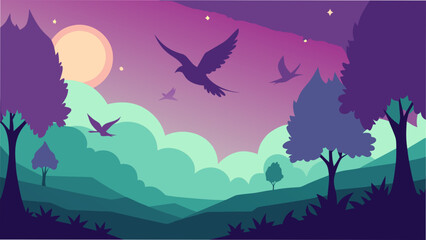 vector illustration of an owl in the night sky