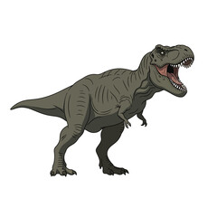 Obraz premium Illustration of a Tyrannosaurus Rex standing with its mouth open, showcasing its teeth.