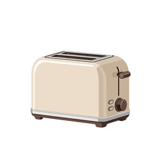 Beige retro-style toaster, with adjustable settings, isolated on white background.