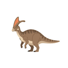Fototapeta premium Cartoon illustration of a Parasaurolophus dinosaur standing on a white background.