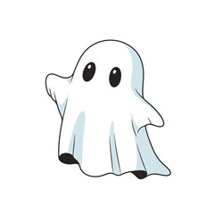 A friendly cartoon ghost with big eyes and a smiling appearance.