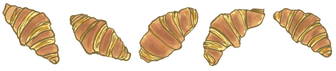 Delightful Rustic Hand-Drawn Golden Flaky Croissant Illustration