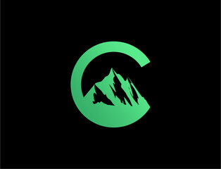 Mountain logo green circle