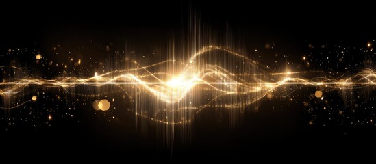 Abstract golden wave pattern on black background (1)