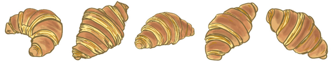Delightful Rustic Hand-Drawn Golden Flaky Croissant Illustration