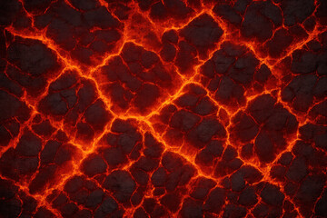 Obraz premium Glowing hot magma flowing from cracks in the ground