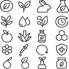 20 Natural Organic Cosmetic Icons &ndash; Editable Line Style