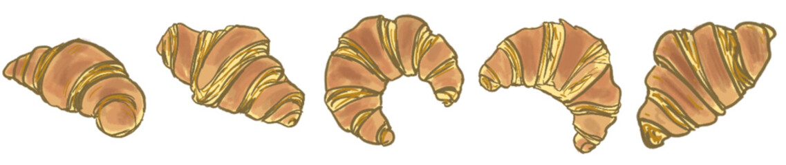 Delightful Rustic Hand-Drawn Golden Flaky Croissant Illustration
