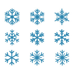 snowflake icons on blue. Winter weather. Winter weather forecast. Vector Pro Vector