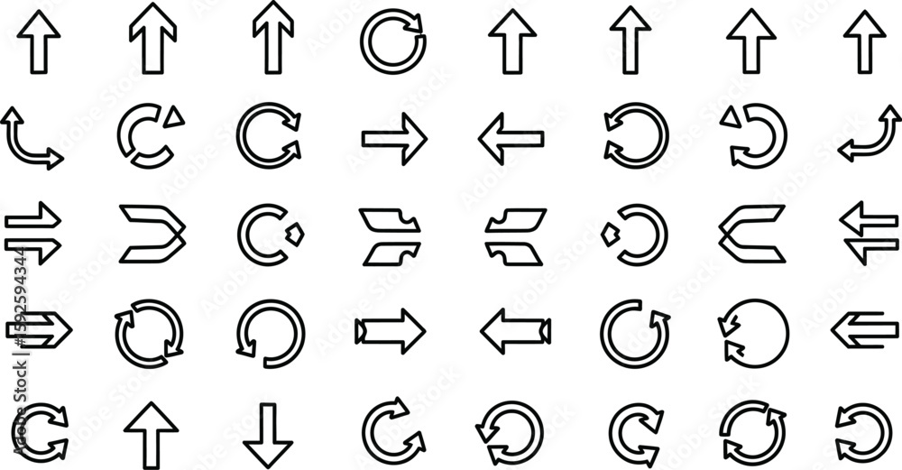 Poster a versatile set of arrow icons for web design, offering direction and navigation symbols for buttons