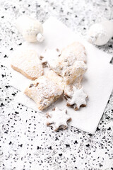 Christmas cookies on bright background. Soft focus. Close up.	