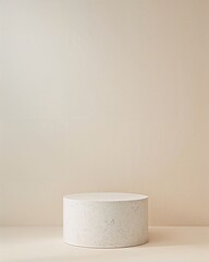 Elegant Simplicity, A Serene Ceramic Round Pedestal Showcasing Minimalist Aesthetics and Subtle Sophistication for Display