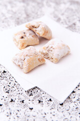 Christmas cookies on bright background. Soft focus. Close up.	