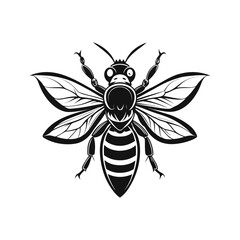 Detailed graphic illustration of a honeybee with vibrant colors and clean lines