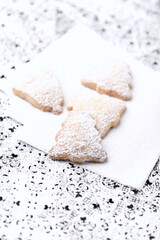 Christmas cookies on bright background. Soft focus. Close up.	