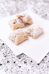 Christmas cookies on bright background. Soft focus. Close up.	
