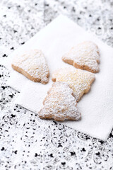 Christmas cookies on bright background. Soft focus. Close up.	