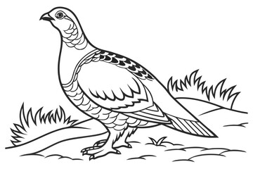 Fototapeta premium coloring page line art the grouse black vector