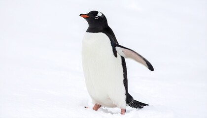 Obraz premium Gentoo penguin on snowy landscape