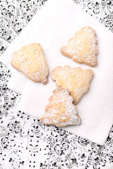 Stollen Bites on bright background. Soft focus. Close up. Copy space.	