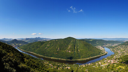 Sunny Summer Day with Clear Sky over Elbe River Valley and City Below
