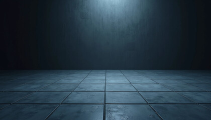 Fototapeta premium Spotlight Stage: Light Beam Illuminates Tiled Floor in Darkness