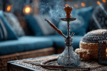 シーシャの煙が光に照らされて立ち上る美しい様子