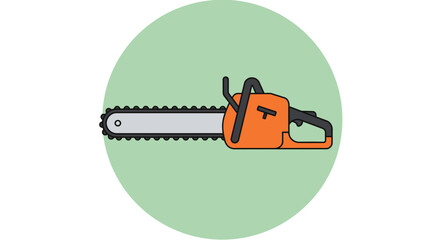 Naklejka premium Chainsaw Illustration with Green Background