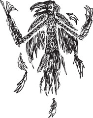 Handmade Abstract Scribble Monster &ndash; No AI Drawing of Unknown Creature