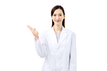 説明する医師　白衣の女性　医療従事者