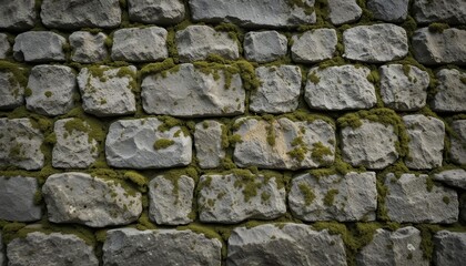 Medieval castle stone wall texture with moss and aging marks, high-resolution background, natural lighting, detailed and authentic.