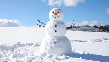 Snowman in snowy landscape