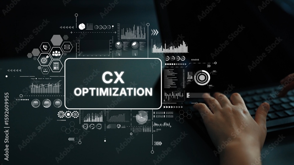 Poster enhanced customer experience optimization with data analytics and digital interface for modern busin