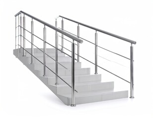 Modern stainless steel stairs with handrail
