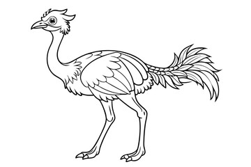 coloring page line art the ostrich black vector