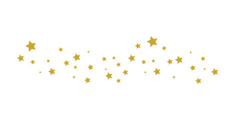 Golden stars trail pattern illustration on Transparent background with scattered sparkling stars design for festive celebration and decoration.
