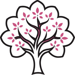 Obraz premium abstract tree with pink flowers