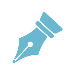 Stylized Blue Fountain Pen Icon for Writing, Design, and Publishing
