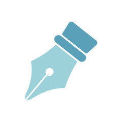 Stylized Blue Fountain Pen Icon for Writing, Design, and Publishing