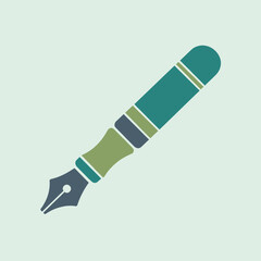 Stylized Blue Fountain Pen Icon for Writing, Design, and Publishing