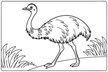 coloring page line art the emu bird black vector