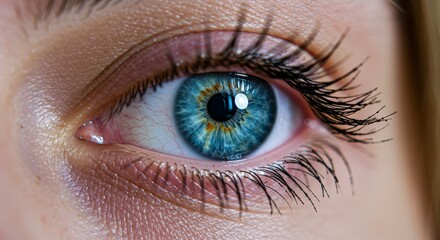 Close Up of a Blue Eye - A detailed macro photograph of a human eye, showcasing intricate details of the iris, pupil, and eyelashes