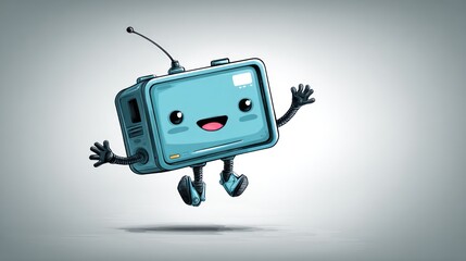 Cute cartoon TV character jumping