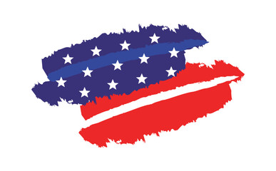 Abstract American flag design with brush stroke effect. United state flag vector illustration on transparent background 