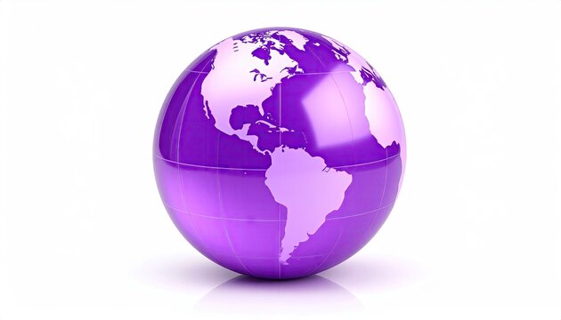 Purple globe, Earth, continents